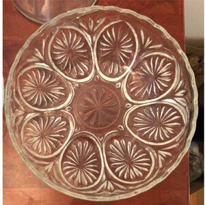 Crystal Glass Bowl Vintage Crystal-Cut Scalloped Edge